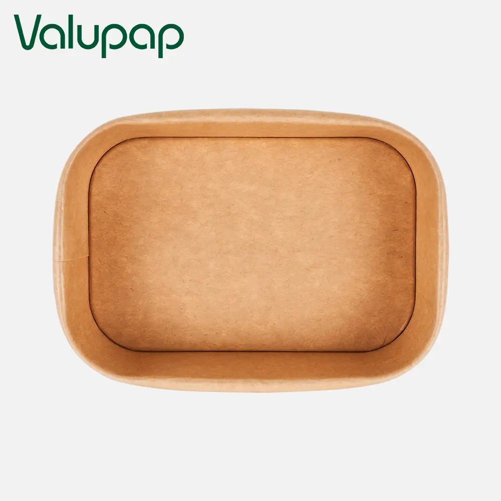 Kraft Rectangular Paper Bowl Microwave Safe for Hot and Cold Food